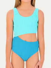 Load image into Gallery viewer, Seafolly Kids Texture One Piece - Aqua Blue