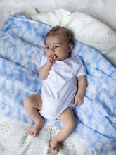 Load image into Gallery viewer, Blue Feather Muslin Swaddle