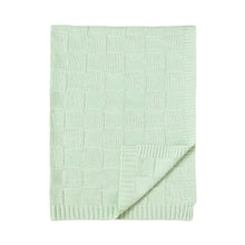 Load image into Gallery viewer, Pram Knitted Blanket - Checkered Seafoam