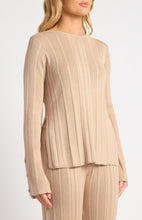 Load image into Gallery viewer, Wide Rib Gold Button Detail Knit Top - Beige