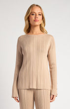 Load image into Gallery viewer, Wide Rib Gold Button Detail Knit Top - Beige