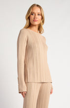Load image into Gallery viewer, Wide Rib Gold Button Detail Knit Top - Beige