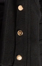 Load image into Gallery viewer, Wide Rib Gold Button Detail Knit Top - Black