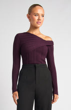 Load image into Gallery viewer, Side Gold Ring Asymmetric Neckline Knit Top