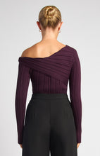 Load image into Gallery viewer, Side Gold Ring Asymmetric Neckline Knit Top