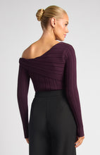 Load image into Gallery viewer, Side Gold Ring Asymmetric Neckline Knit Top