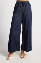 Load image into Gallery viewer, Elastic Waist Tie Chambray Pants - Dark Blue