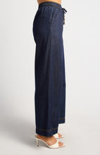 Load image into Gallery viewer, Elastic Waist Tie Chambray Pants - Dark Blue