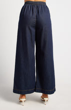 Load image into Gallery viewer, Elastic Waist Tie Chambray Pants - Dark Blue