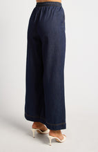 Load image into Gallery viewer, Elastic Waist Tie Chambray Pants - Dark Blue