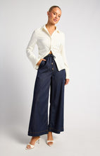 Load image into Gallery viewer, Elastic Waist Tie Chambray Pants - Dark Blue