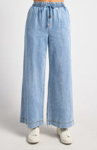 Load image into Gallery viewer, Elastic Waist Tie Chambray Pants - Light Blue