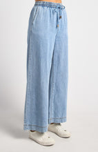 Load image into Gallery viewer, Elastic Waist Tie Chambray Pants - Light Blue