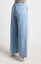 Load image into Gallery viewer, Elastic Waist Tie Chambray Pants - Light Blue