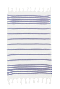 Luxe Herringbone Authentic Turkish Hand Towel - White/Navy